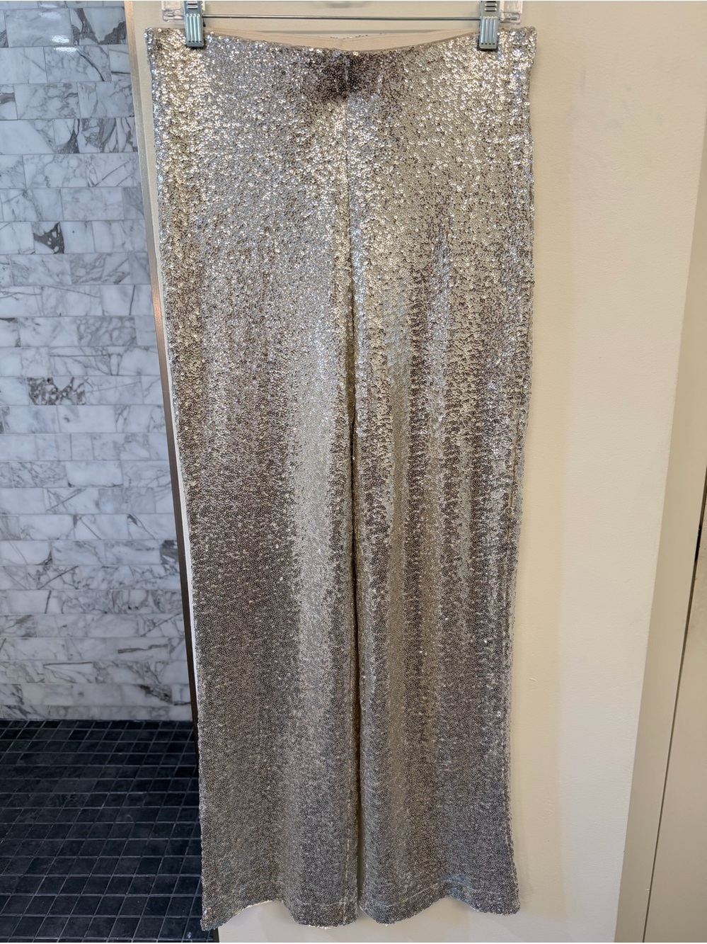 Women’s H&M Sequin Wide-Leg Pants - Silver